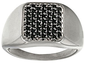 Pre-Owned Black Spinel, Black Rhodium Over Sterling Silver Men's Ring 0.80ctw