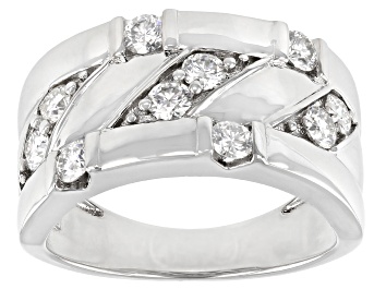Picture of Pre-Owned Moissanite platineve men's wide band ring 1.00ctw DEW.
