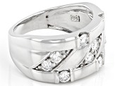 Pre-Owned Moissanite platineve men's wide band ring 1.00ctw DEW.