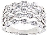 Pre-Owned White Diamond 14k White Gold Wide Band Ring 1.00ctw