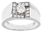 Pre-Owned Moissanite platineve mens ring .86ctw DEW.