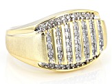 Pre-Owned White Diamond 14k Yellow Gold Over Sterling Silver Mens Ring 0.50ctw