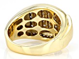 Pre-Owned White Diamond 14k Yellow Gold Over Sterling Silver Mens Ring 0.50ctw