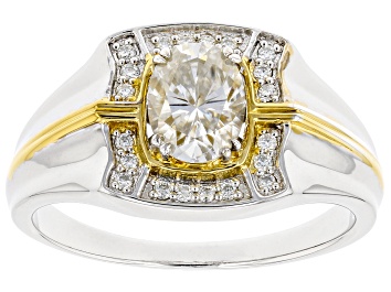 Picture of Pre-Owned Moissanite platineve two tone mens ring 1.70ctw DEW.