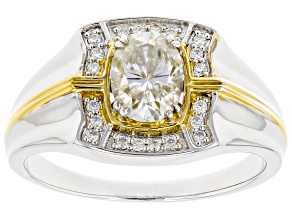 Pre-Owned Moissanite platineve two tone mens ring 1.70ctw DEW.