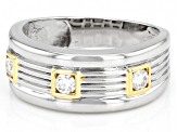 Pre-Owned Moissanite platineve and 14k yellow gold over platineve mens ring .30ctw DEW.