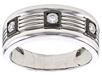 Picture of Pre-Owned Moissanite platineve and black rhodium over silver men's ring .30ctw DEW.