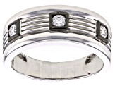 Pre-Owned Moissanite platineve and black rhodium over silver men's ring .30ctw DEW.