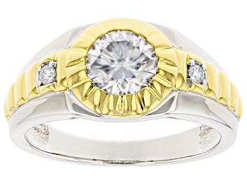 Picture of Pre-Owned Moissanite platineve and 14k yellow gold over sterling silver mens ring 1.26ctw DEW.