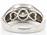 Pre-Owned Moissanite platineve and 14k yellow gold over sterling silver mens ring 1.26ctw DEW.