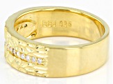 Pre-Owned Moissanite platineve and 14k yellow gold over sterling silver mens cross band ring .21ctw