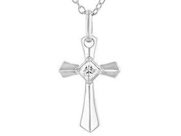 Picture of Pre-Owned Moissanite Platineve Cross Pendant .37ct DEW