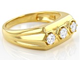 Pre-Owned Moissanite 14k yellow gold over sterling silver mens ring .69ctw DEW.