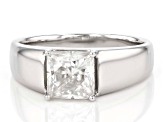 Pre-Owned Moissanite Platineve Solitaire Mens Ring.