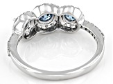 Pre-Owned Blue And White Lab-Grown Diamond 14k White Gold 3-Stone Ring 1.09ctw