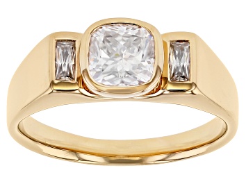 Picture of Pre-Owned Moissanite 14k yellow gold over sterling silver mens ring.