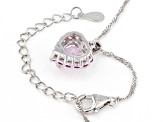 Pre-Owned Kunzite Rhodium Over Sterling Silver Heart Pendant With Chain 2.76ctw