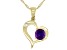 Pre-Owned Purple Amethyst 10k Yellow Gold Heart Pendant With Chain .39ctw