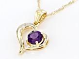 Pre-Owned Purple Amethyst 10k Yellow Gold Heart Pendant With Chain .39ctw