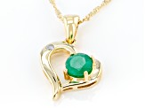 Pre-Owned Green Emerald 10k Yellow Gold Heart Pendant With Chain .44ctw