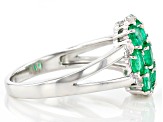 Pre-Owned Green Colombian Emerald Rhodium Over Silver Ring
