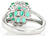 Pre-Owned Green Colombian Emerald Rhodium Over Silver Ring