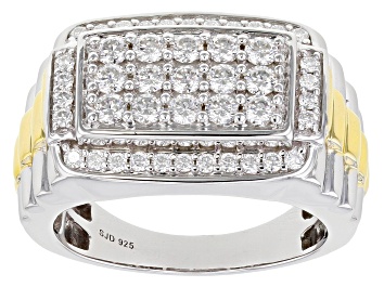 Picture of Pre-Owned Moissanite platineve and 14k yellow gold over platineve two tone mens ring 1.50ctw DEW.