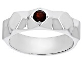 Pre-Owned Red Garnet Rhodium Over Sterling Silver Men's January Birthstone Ring .28ct