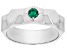 Pre-Owned Green Lab Created Emerald Rhodium Over Sterling Silver Men's May Birthstone Ring .21ct