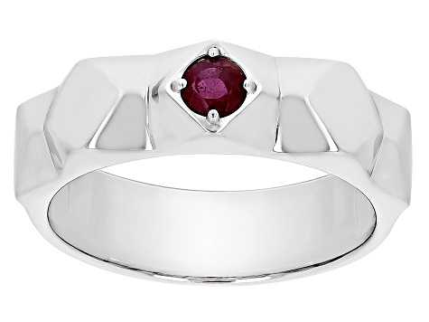 Pre-Owned Red Mahaleo® Ruby Rhodium Over Sterling Silver Men's July Birthstone Ring .34ct