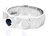Pre-Owned Blue Sapphire Rhodium Over Sterling Silver Men's September Birthstone Ring .34cy