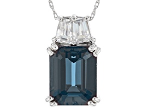 Pre-Owned Blue Lab Created Alexandrite Rhodium Over 10k White Gold Pendant with Chain 4.23ctw