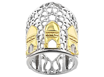 Picture of Pre-Owned Sterling Silver With 18K Yellow Gold Accents Palace Motif Ring