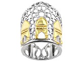Pre-Owned Sterling Silver With 18K Yellow Gold Accents Palace Motif Ring