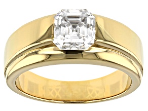 Pre-Owned Moissanite 14k yellow gold over sterling silver mens ring 2.96ct Dew