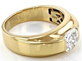 Pre-Owned Moissanite 14k yellow gold over sterling silver mens ring 2.96ct Dew
