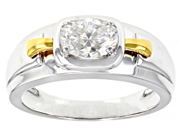 Picture of Pre-Owned Moissanite Platineve And 14k Yellow Gold Over Platineve Mens Ring 1.50ct Dew