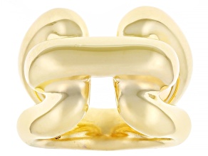 Pre-Owned 18k Yellow Gold Over Bronze Designer Link Ring