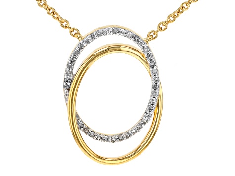 Pre-Owned White Diamond 14k Yellow Gold Over Sterling Silver Necklace 0.11ctw