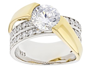 Pre-Owned White Cubic Zirconia Rhodium And 18k Yellow Gold Over Sterling Silver Ring 5.17ctw