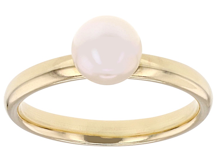 Pre-Owned White Cultured Freshwater Pearl 14k Yellow Gold Ring