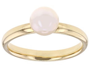 Pre-Owned White Cultured Freshwater Pearl 14k Yellow Gold Ring