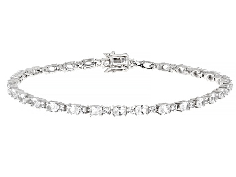 Pre-Owned White Lab Created Sapphire Rhodium Over Sterling Silver Bracelet 7.01ctw