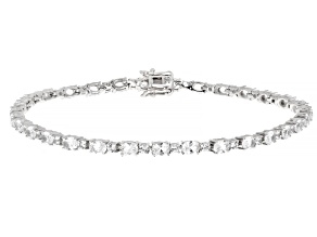 Pre-Owned White Lab Created Sapphire Rhodium Over Sterling Silver Bracelet 7.01ctw