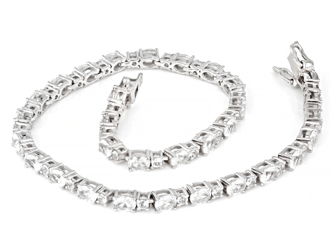 Pre-Owned White Lab Created Sapphire Rhodium Over Sterling Silver Bracelet 7.01ctw