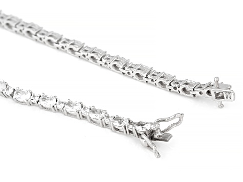 Pre-Owned White Lab Created Sapphire Rhodium Over Sterling Silver Bracelet 7.01ctw