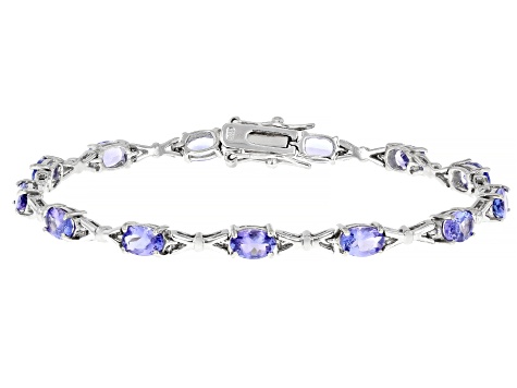 Pre-Owned Blue Tanzanite Rhodium Over Sterling Silver Bracelet 4.30ctw