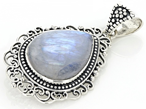 Pre-Owned Rainbow Moonstone Sterling Silver Pendant