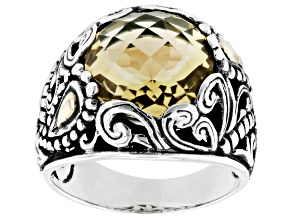 Pre-Owned Citrine Sterling Silver & 18K Gold Accents Solitaire Ring 5.70ct