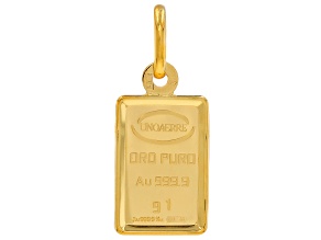 Pre-Owned 24k Yellow Gold 1g Ingot Pendant With 10k Yellow Gold Frame